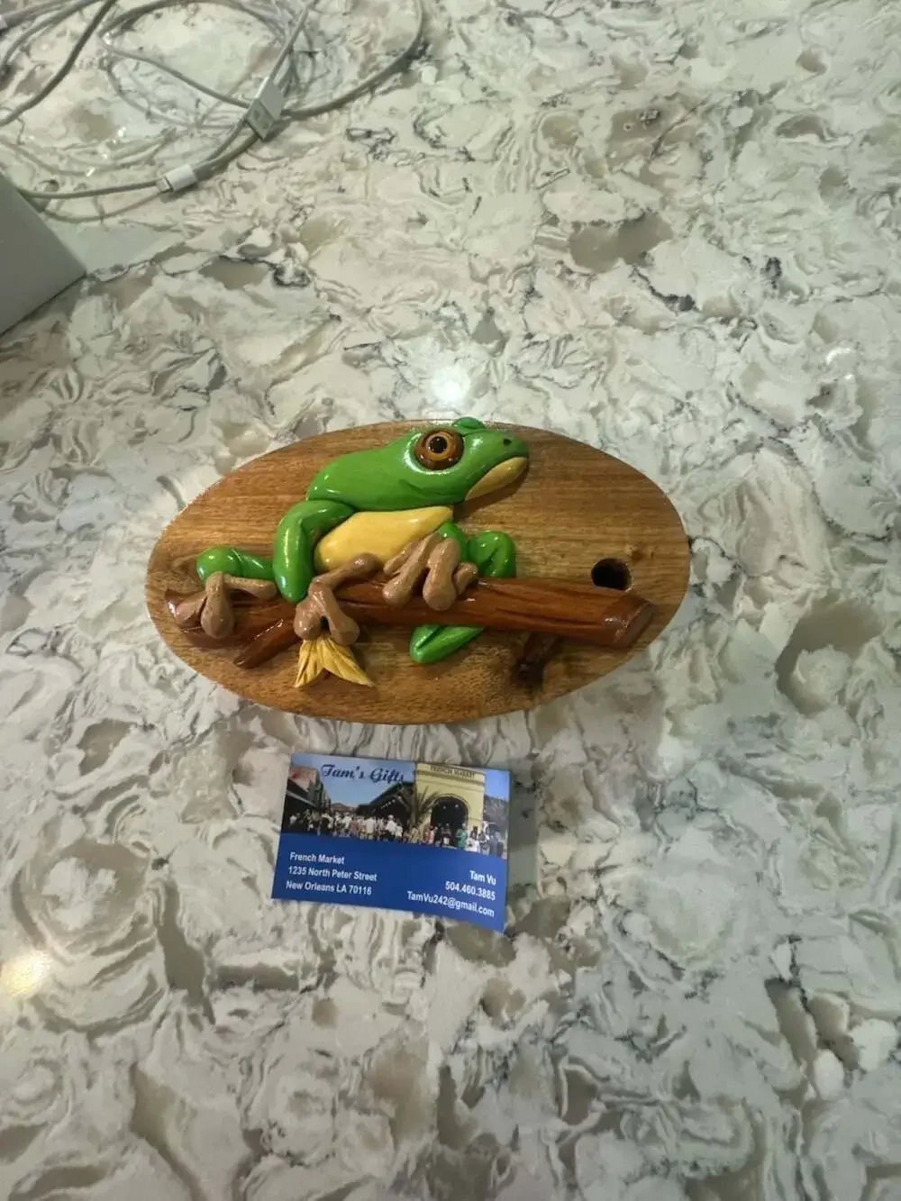 Handmade Carved Wooden Frog Trinket Box with Red Velvet Lining